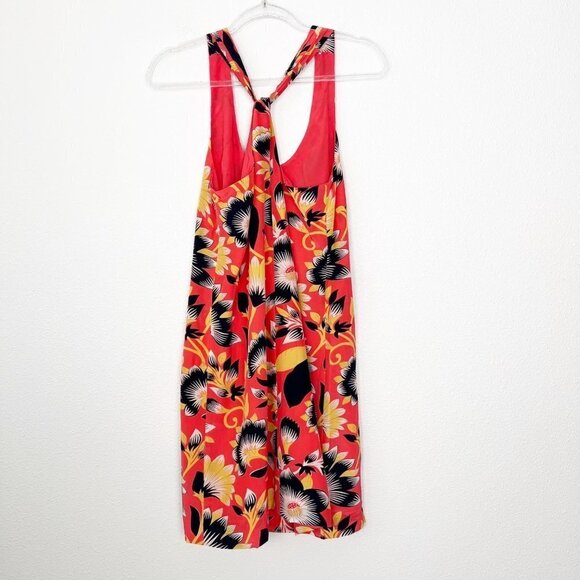 J Crew Coral Floral Twist Back Sleeveless Silk Dress Womens 8 - Picture 2 of 8